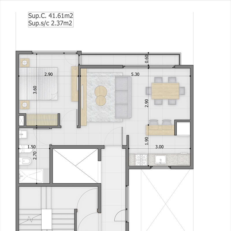 EDIFICIO 1 – PLANTA CON SUPERFICIES
